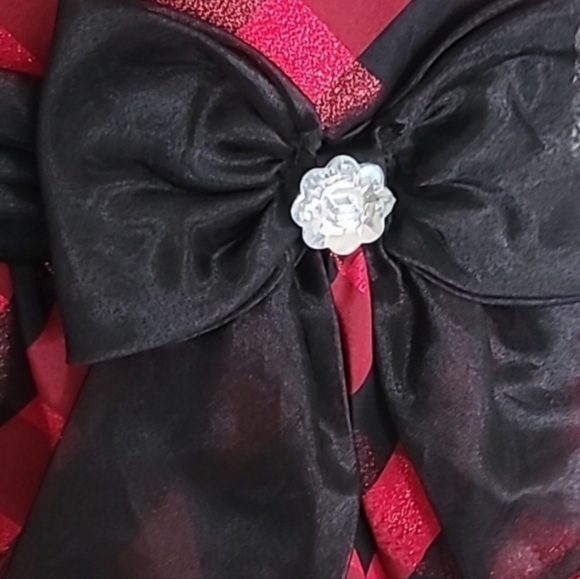 Bonnie Jean Toddler Red & Black Shimmer Plaid Holiday Dress - Picture 4 of 5